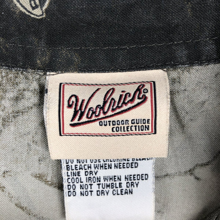 Woolrich Real Tree Camo Short-Sleeve Button-Down Shirt (Men's Size M) cotton brown type Vintage Second Hand