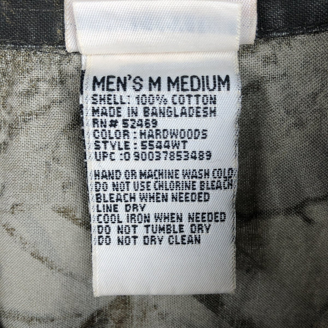Woolrich Real Tree Camo Short-Sleeve Button-Down Shirt (Men's Size M) cotton brown type Vintage Second Hand