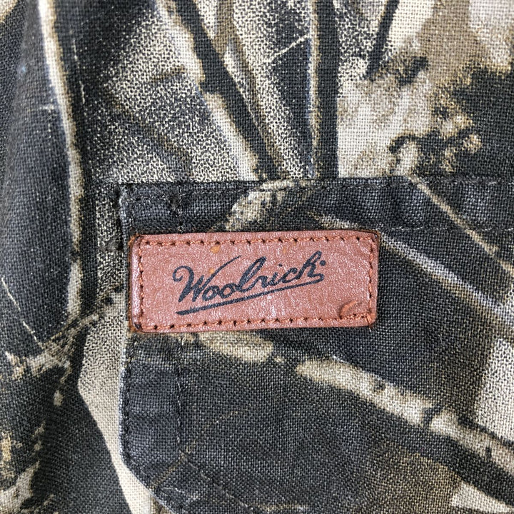 Woolrich Real Tree Camo Short-Sleeve Button-Down Shirt (Men's Size M) cotton brown type Vintage Second Hand