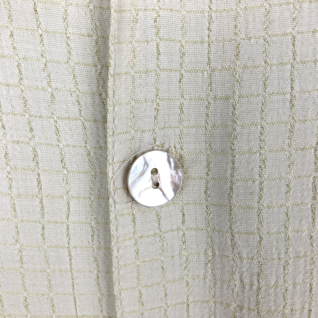 DIRECTION Check Pattern Short-Sleeve Open Collar Acetate x Rayon Box Shirt Made in USA Men's Size L (approx.) Rayon Beige type Vintage Second Hand