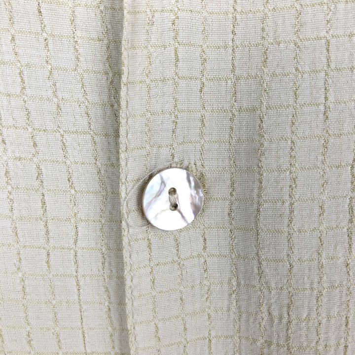 DIRECTION Check Pattern Short-Sleeve Open Collar Acetate x Rayon Box Shirt Made in USA Men's Size L (approx.) Rayon Beige type Vintage Second Hand