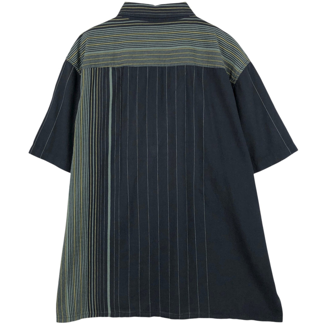 90s-00'S Calvin Klein Jeans Multi-stripe Short-Sleeve Cotton Striped Shirt, Boxy Shirt, Men's XL (approx.) cotton navy blue type Vintage Second Hand