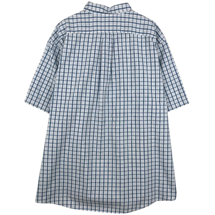 LLBean Short-Sleeve Button-Down Check Shirt, Men's Size XL (Equivalent), Vintage cotton white type Vintage Second Hand