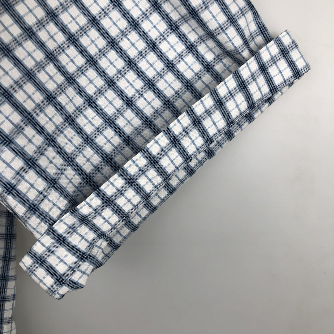 LLBean Short-Sleeve Button-Down Check Shirt, Men's Size XL (Equivalent), Vintage cotton white type Vintage Second Hand