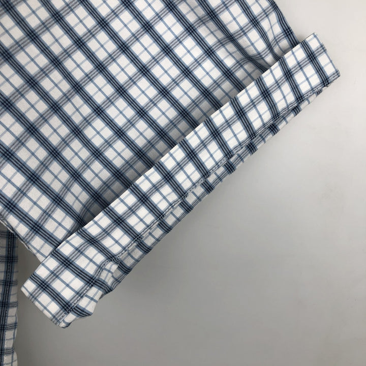 LLBean Short-Sleeve Button-Down Check Shirt, Men's Size XL (Equivalent), Vintage cotton white type Vintage Second Hand