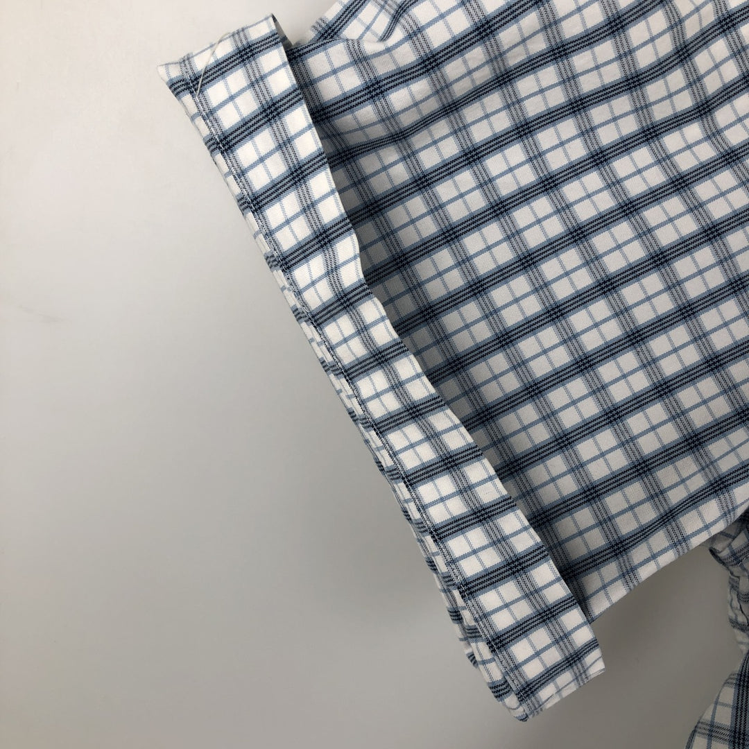 LLBean Short-Sleeve Button-Down Check Shirt, Men's Size XL (Equivalent), Vintage cotton white type Vintage Second Hand