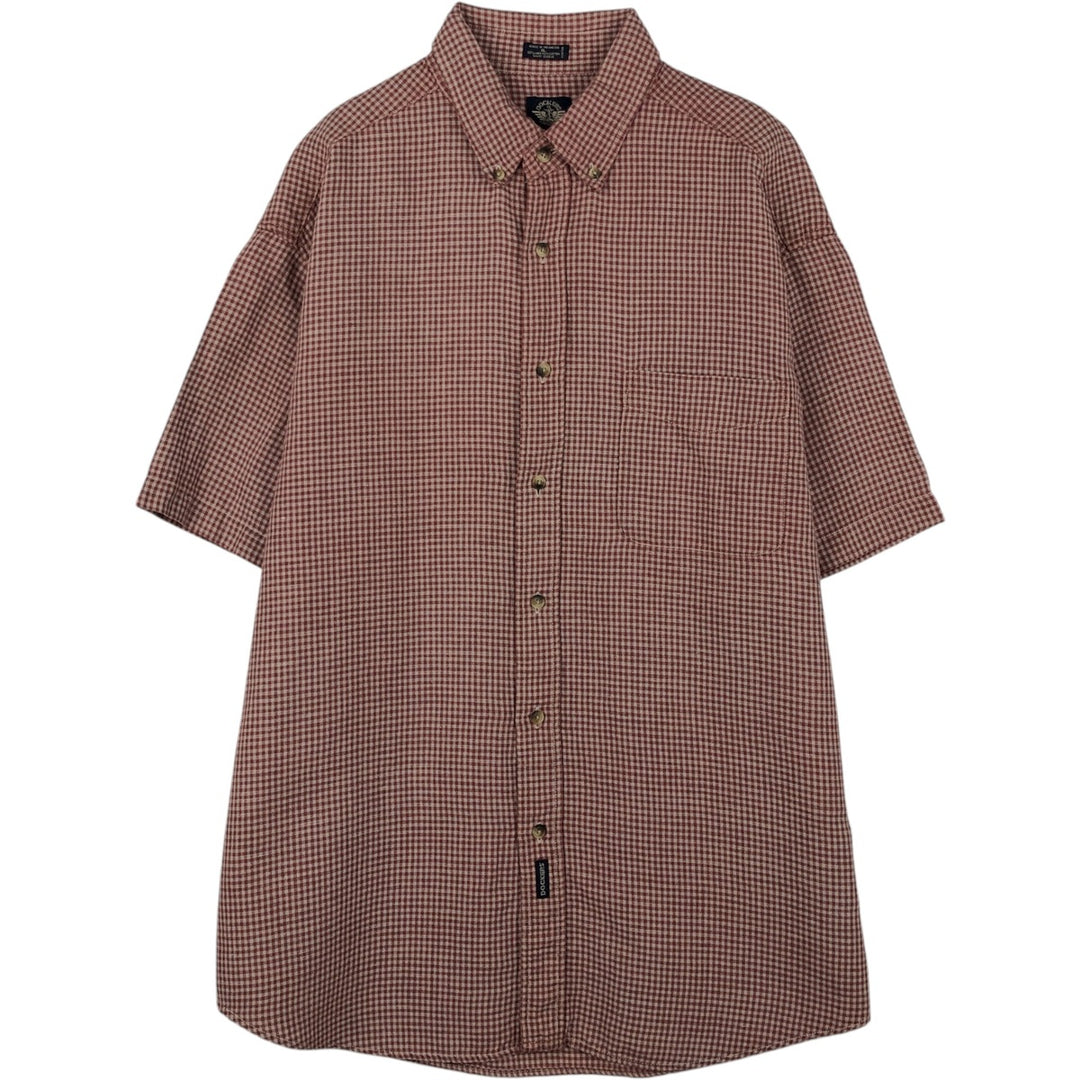 Dockers x Levi's Gingham Check Short-Sleeve Button-Down Check Shirt, Men's Size XL (approx.) linen red type Vintage Second Hand