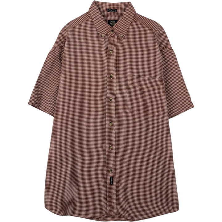 Dockers x Levi's Gingham Check Short-Sleeve Button-Down Check Shirt, Men's Size XL (approx.) linen red type Vintage Second Hand