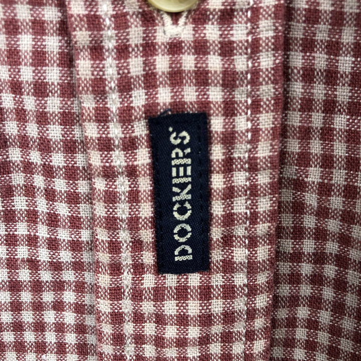 Dockers x Levi's Gingham Check Short-Sleeve Button-Down Check Shirt, Men's Size XL (approx.) linen red type Vintage Second Hand
