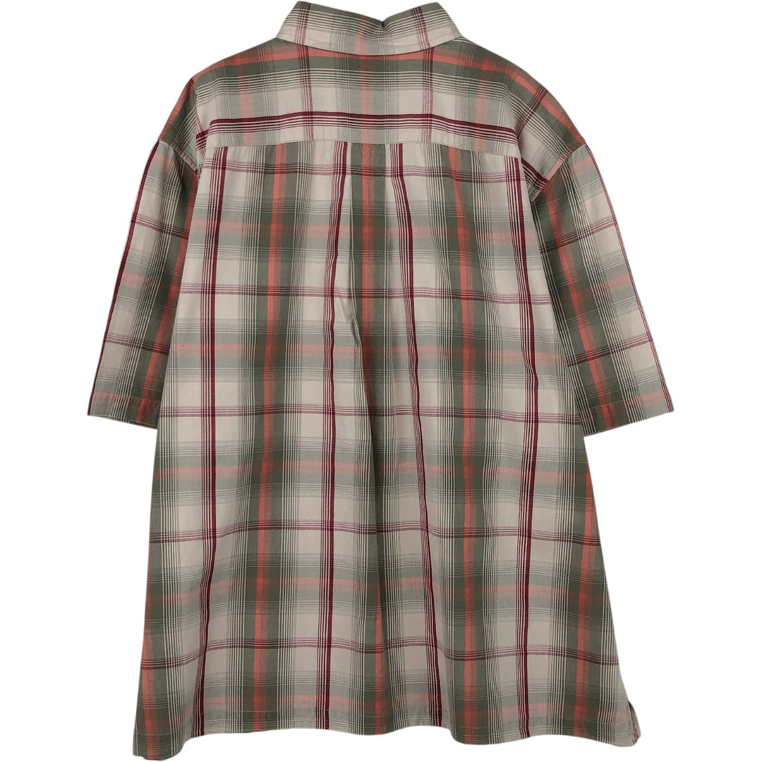 Eddie Bauer Short Sleeve Cotton Check Shirt, Box Shirt, Men's XL cotton Khaki type Vintage Second Hand