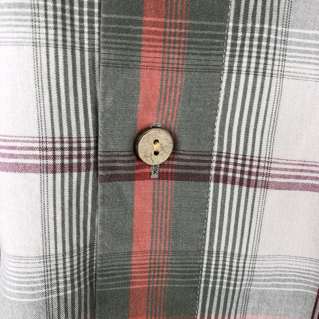 Eddie Bauer Short Sleeve Cotton Check Shirt, Box Shirt, Men's XL cotton Khaki type Vintage Second Hand