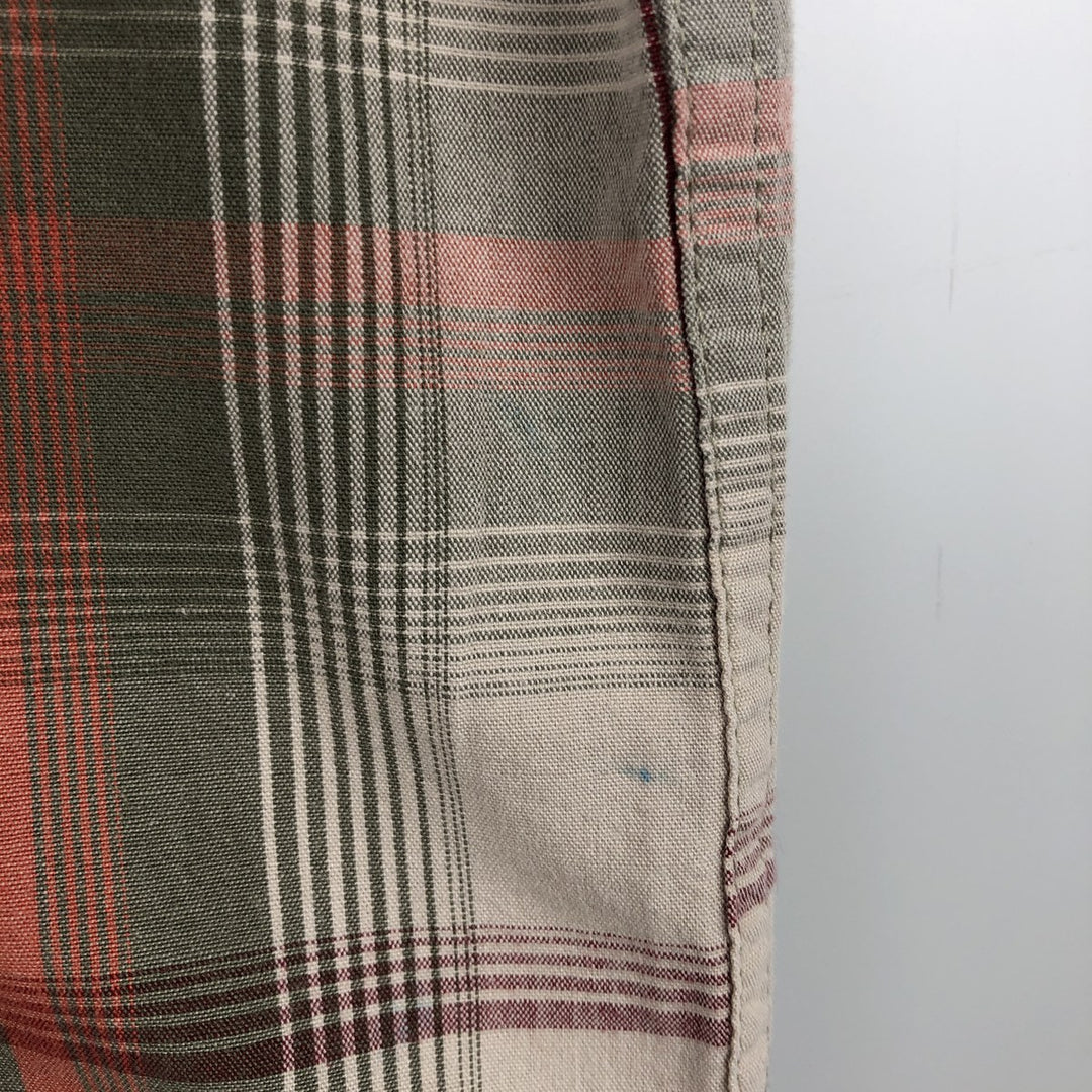 Eddie Bauer Short Sleeve Cotton Check Shirt, Box Shirt, Men's XL cotton Khaki type Vintage Second Hand