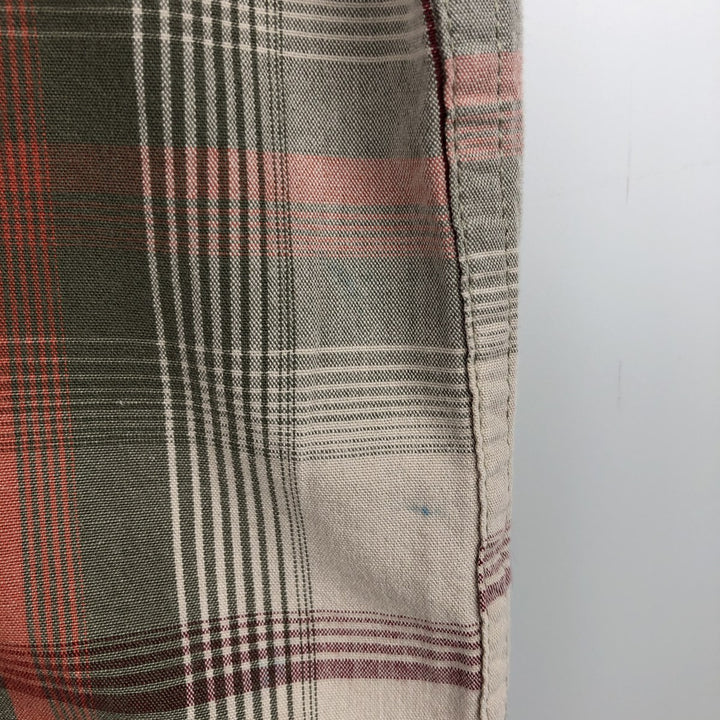 Eddie Bauer Short Sleeve Cotton Check Shirt, Box Shirt, Men's XL cotton Khaki type Vintage Second Hand