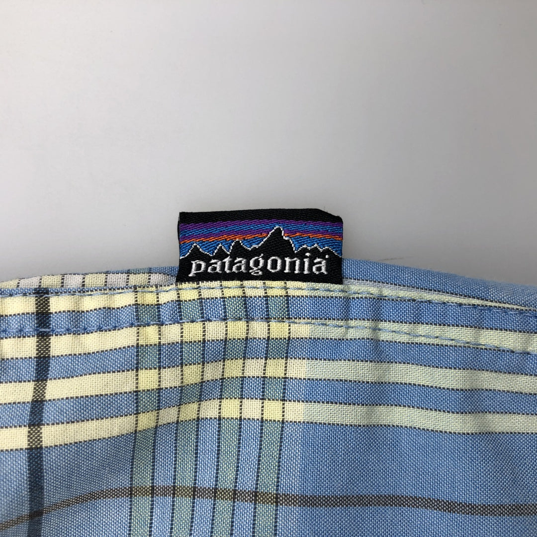 Patagonia 53962SP11 Fezzman Shirt, short-sleeved cotton check shirt, men's size L (approx.) Organic cotton Blue type light blue Vintage Second Hand