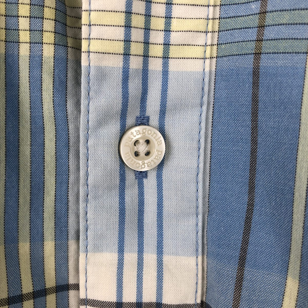 Patagonia 53962SP11 Fezzman Shirt, short-sleeved cotton check shirt, men's size L (approx.) Organic cotton Blue type light blue Vintage Second Hand