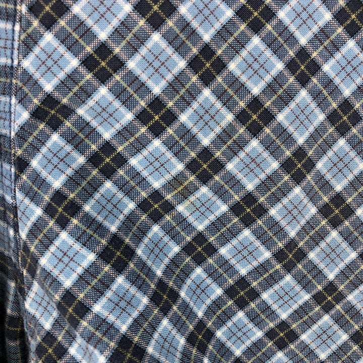 Eddie Bauer short sleeve button down check shirt, men's size L cotton blue type Vintage Second Hand