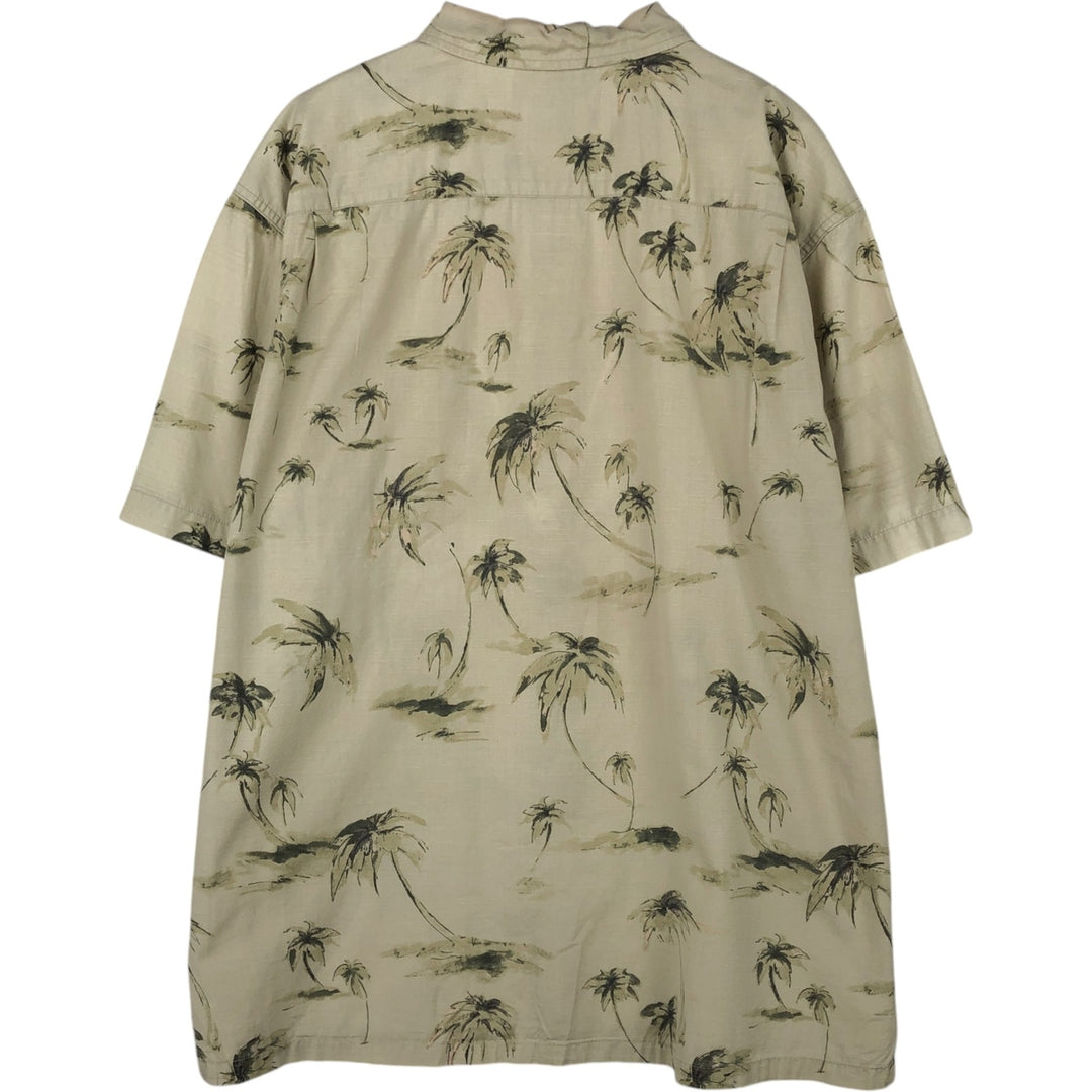 2000'S Columbia palm tree pattern short-sleeved cotton shirt, boxy fit, men's size L (approx.) cotton Beige type Vintage Second Hand