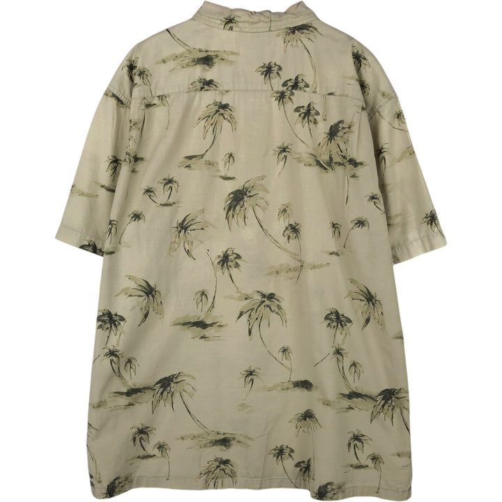 2000'S Columbia palm tree pattern short-sleeved cotton shirt, boxy fit, men's size L (approx.) cotton Beige type Vintage Second Hand