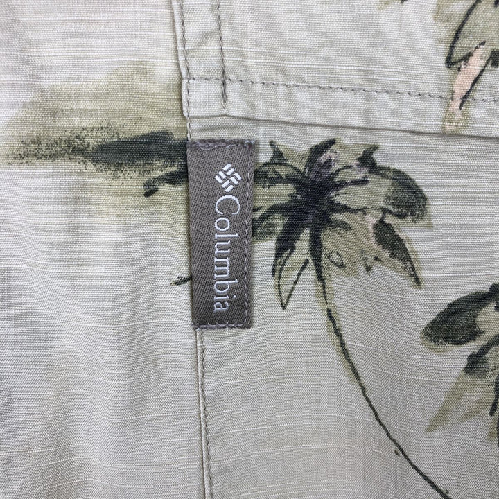 2000'S Columbia palm tree pattern short-sleeved cotton shirt, boxy fit, men's size L (approx.) cotton Beige type Vintage Second Hand
