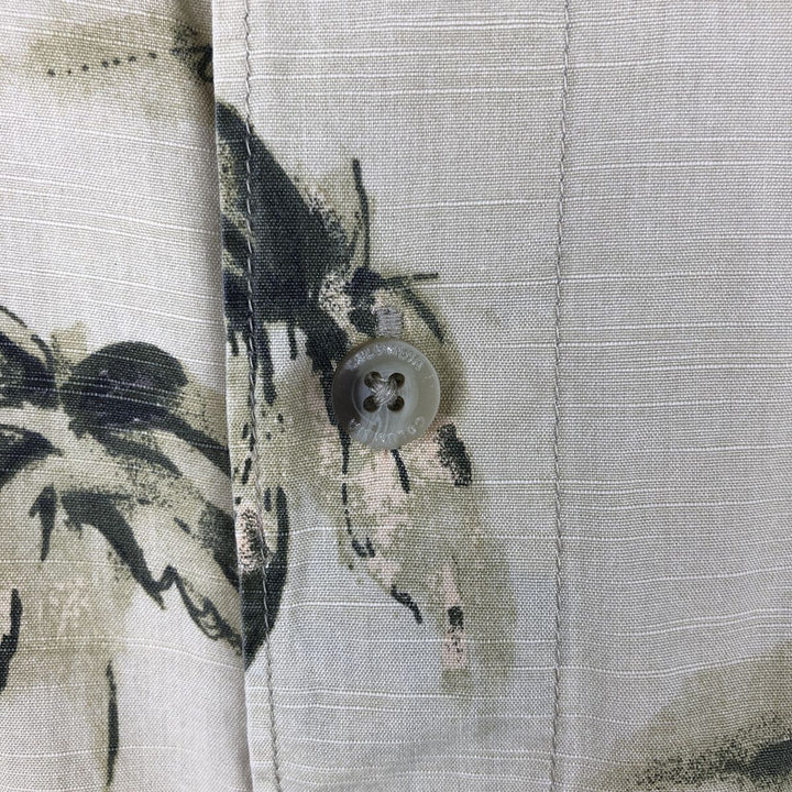 2000'S Columbia palm tree pattern short-sleeved cotton shirt, boxy fit, men's size L (approx.) cotton Beige type Vintage Second Hand