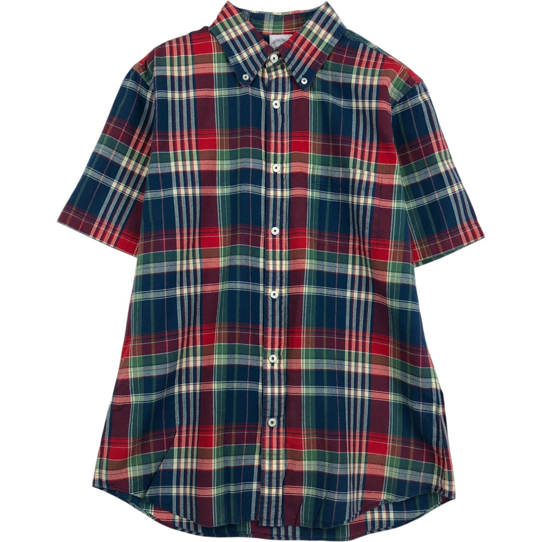 Brooks Brothers Est.1818 REGENT FIT Madras Check Short-Sleeve Button-Down Check Shirt (Men's Size M) cotton red type Vintage Second Hand