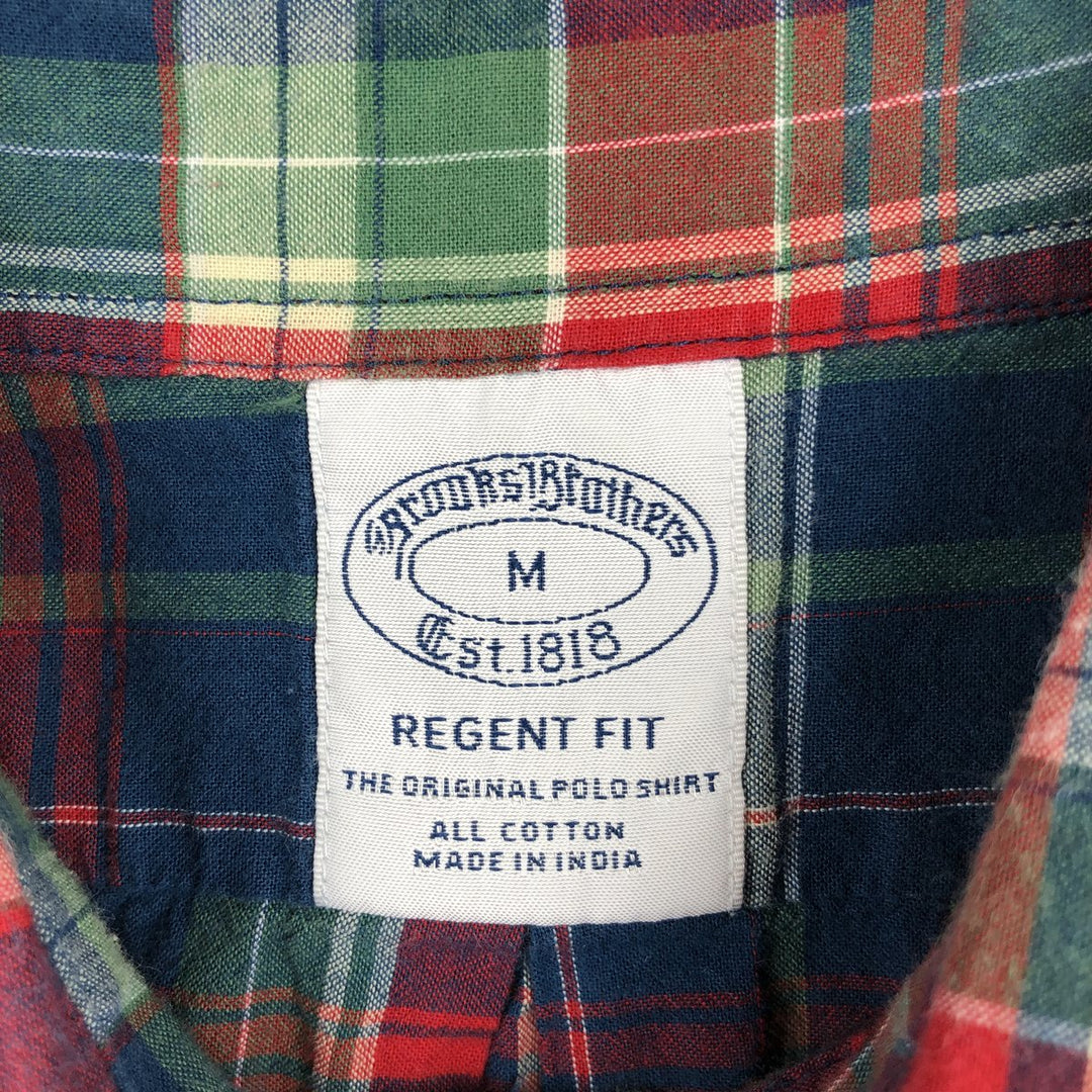 Brooks Brothers Est.1818 REGENT FIT Madras Check Short-Sleeve Button-Down Check Shirt (Men's Size M) cotton red type Vintage Second Hand