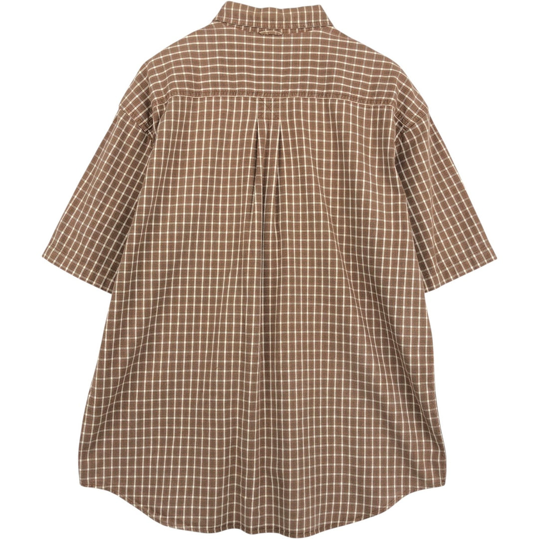 90s-00'S Timberland short-sleeved button-down check shirt, men's size XL (approx.) cotton brown type Vintage Second Hand