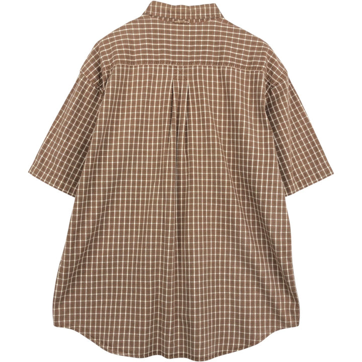 90s-00'S Timberland short-sleeved button-down check shirt, men's size XL (approx.) cotton brown type Vintage Second Hand