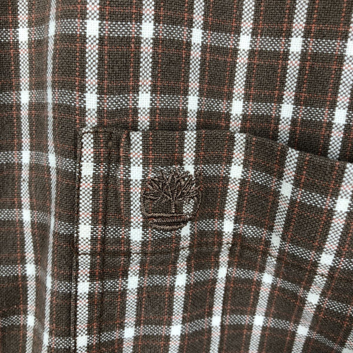 90s-00'S Timberland short-sleeved button-down check shirt, men's size XL (approx.) cotton brown type Vintage Second Hand