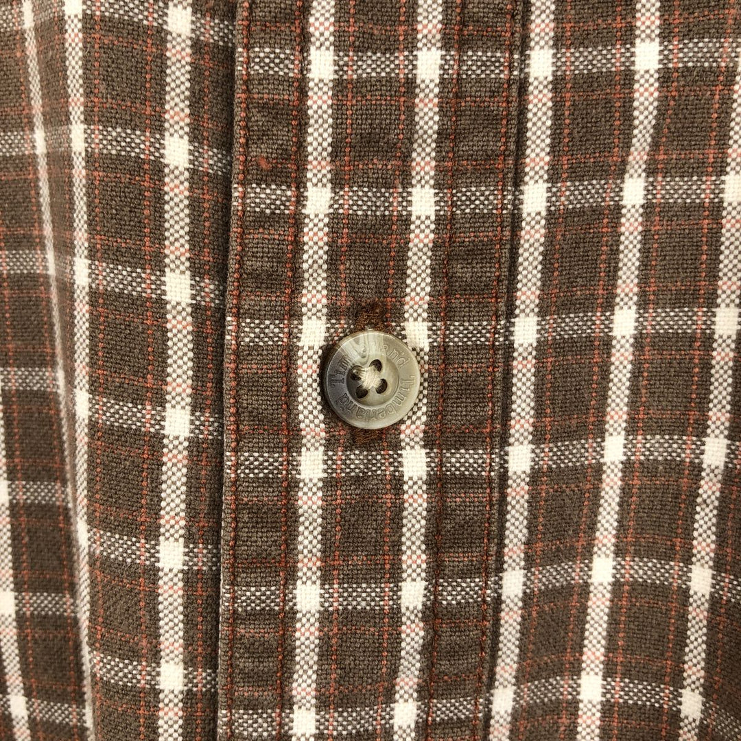 90s-00'S Timberland short-sleeved button-down check shirt, men's size XL (approx.) cotton brown type Vintage Second Hand