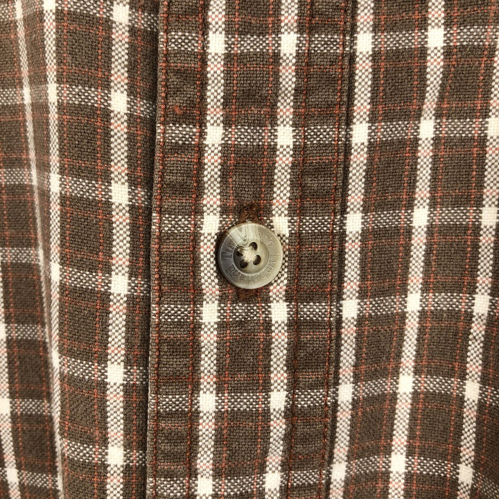 90s-00'S Timberland short-sleeved button-down check shirt, men's size XL (approx.) cotton brown type Vintage Second Hand