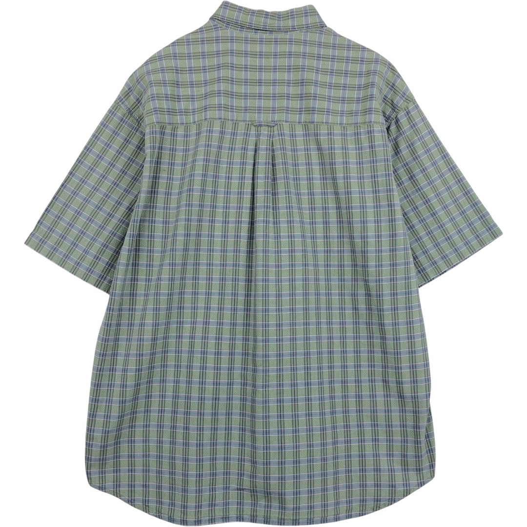 Columbia Short Sleeve Button Down Check Shirt Men's XL cotton Khaki type sage green Vintage Second Hand