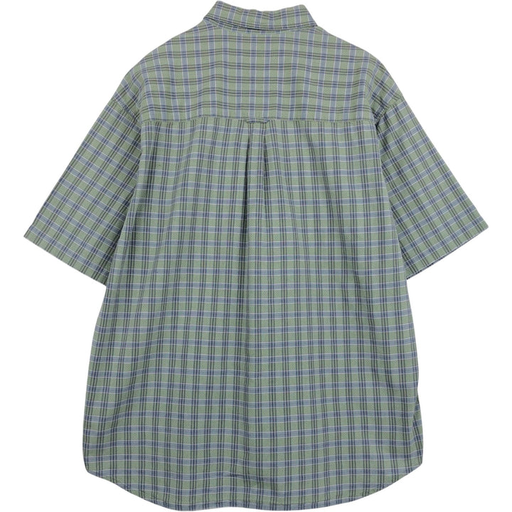 Columbia Short Sleeve Button Down Check Shirt Men's XL cotton Khaki type sage green Vintage Second Hand