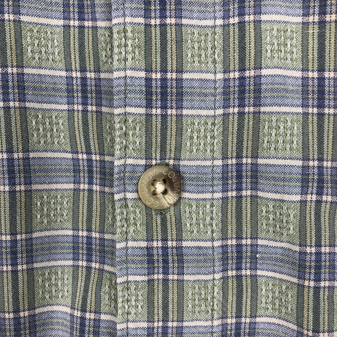 Columbia Short Sleeve Button Down Check Shirt Men's XL cotton Khaki type sage green Vintage Second Hand