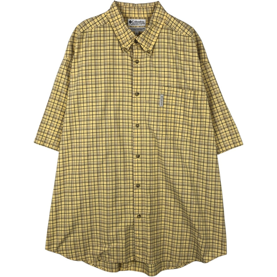 90s-00'S Columbia Short-Sleeve Button-Down Check Shirt, Men's XXL (approx.), Vintage cotton yellow type Vintage Second Hand