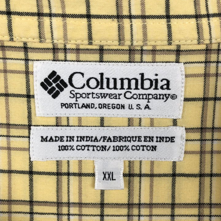 90s-00'S Columbia Short-Sleeve Button-Down Check Shirt, Men's XXL (approx.), Vintage cotton yellow type Vintage Second Hand
