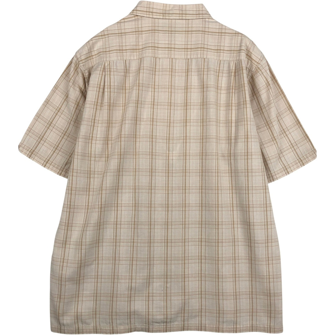 2000'S Columbia Short Sleeve Cotton Check Box Shirt, Men's Size L cotton Beige type Vintage Second Hand