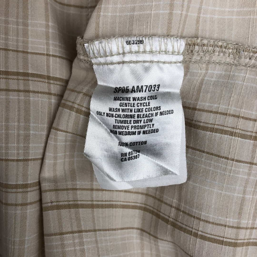2000'S Columbia Short Sleeve Cotton Check Box Shirt, Men's Size L cotton Beige type Vintage Second Hand