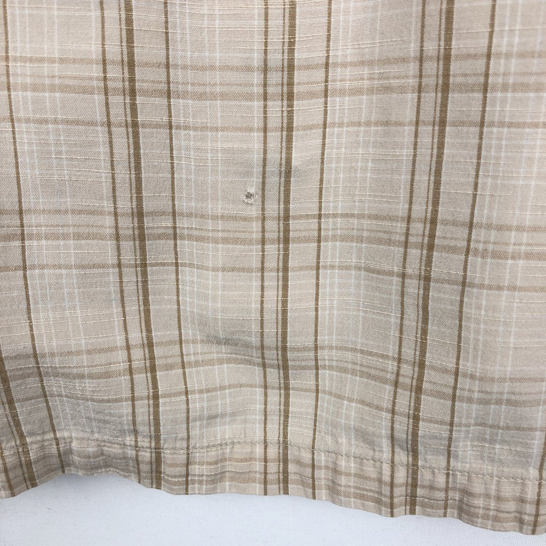 2000'S Columbia Short Sleeve Cotton Check Box Shirt, Men's Size L cotton Beige type Vintage Second Hand