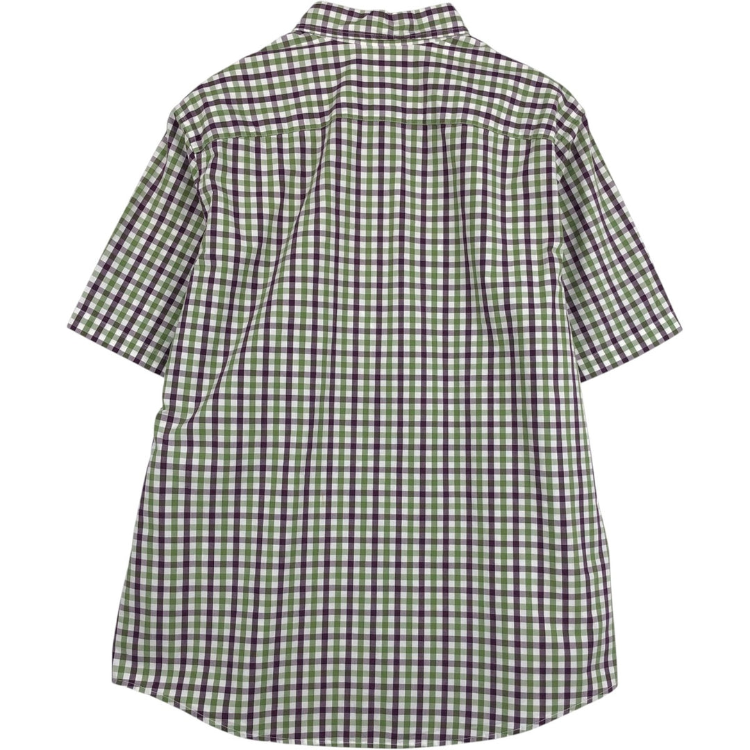Eddie Bauer Legend Wash Classic Fit Short-Sleeve Button-Down Check Shirt, Men's Size L (approx.) cotton green type Vintage Second Hand