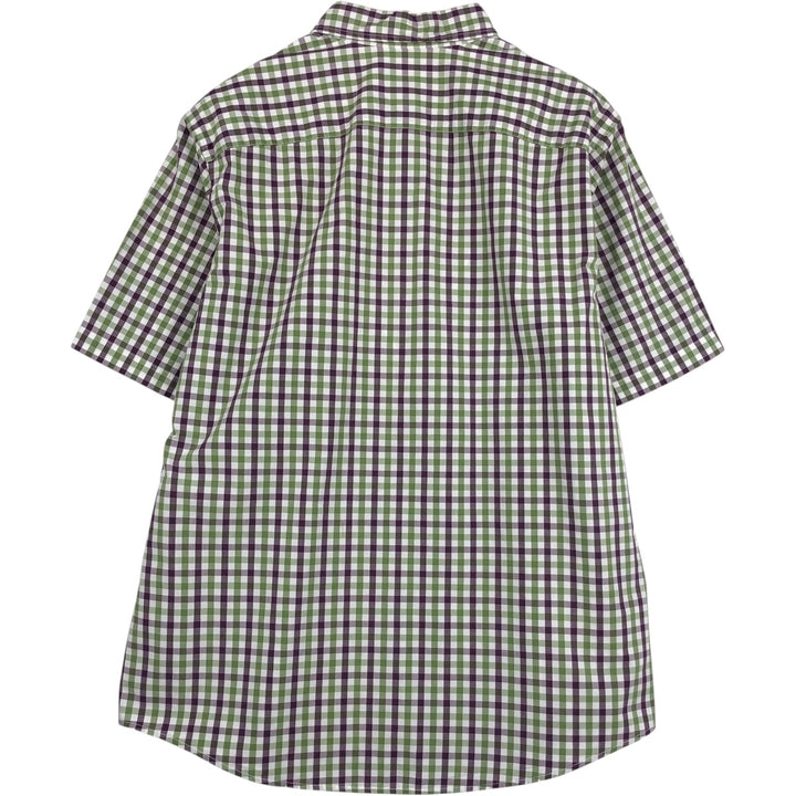 Eddie Bauer Legend Wash Classic Fit Short-Sleeve Button-Down Check Shirt, Men's Size L (approx.) cotton green type Vintage Second Hand