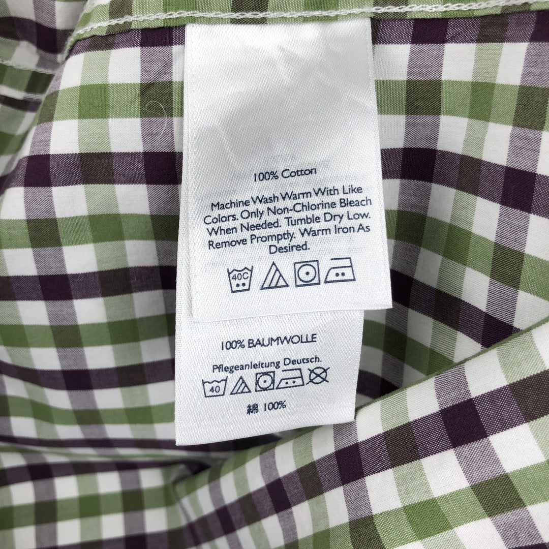 Eddie Bauer Legend Wash Classic Fit Short-Sleeve Button-Down Check Shirt, Men's Size L (approx.) cotton green type Vintage Second Hand