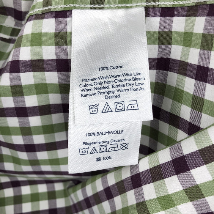 Eddie Bauer Legend Wash Classic Fit Short-Sleeve Button-Down Check Shirt, Men's Size L (approx.) cotton green type Vintage Second Hand