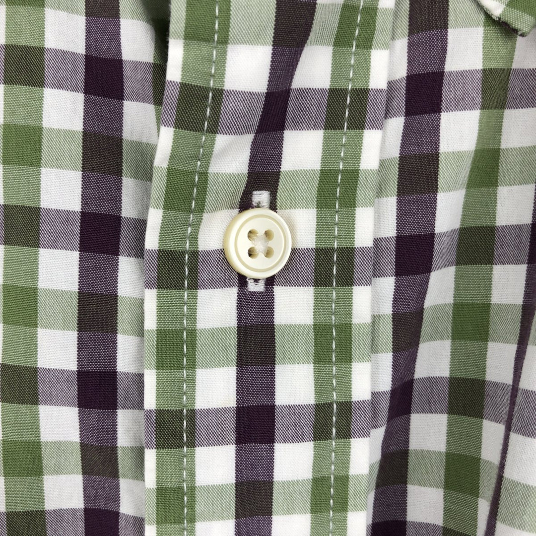 Eddie Bauer Legend Wash Classic Fit Short-Sleeve Button-Down Check Shirt, Men's Size L (approx.) cotton green type Vintage Second Hand