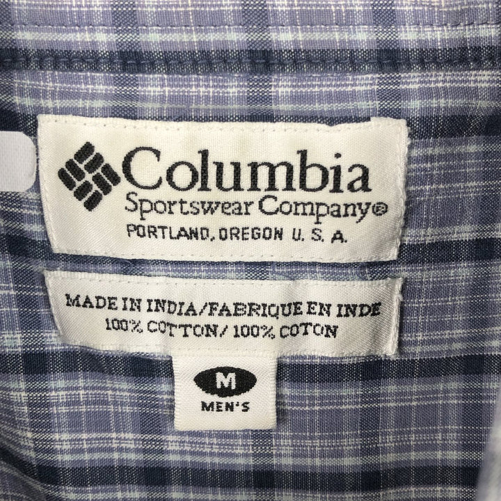 2000'S Columbia Short Sleeve Button-Down Check Shirt, Men's Size Medium cotton blue type Vintage Second Hand