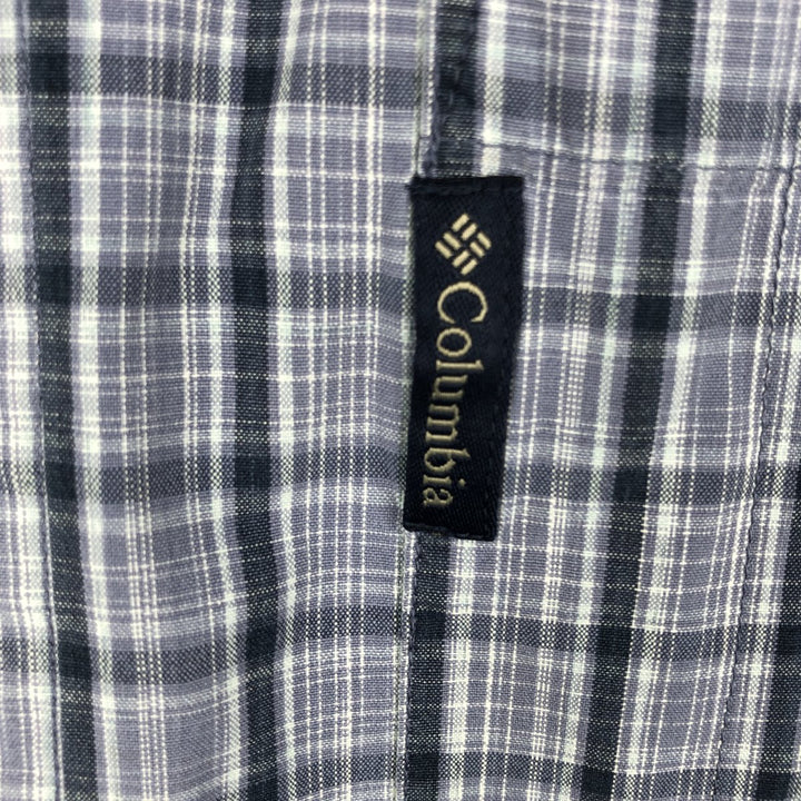 2000'S Columbia Short Sleeve Button-Down Check Shirt, Men's Size Medium cotton blue type Vintage Second Hand