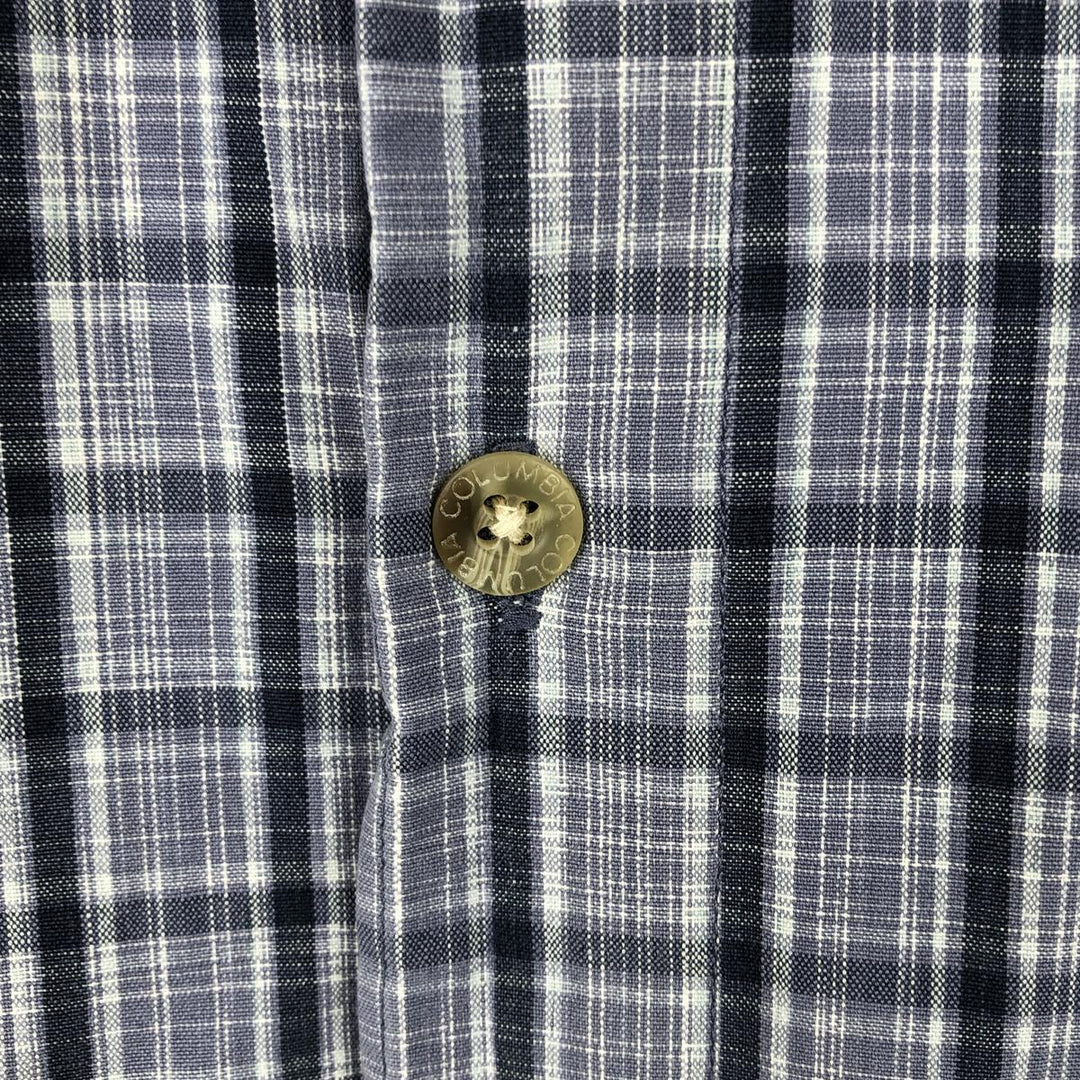 2000'S Columbia Short Sleeve Button-Down Check Shirt, Men's Size Medium cotton blue type Vintage Second Hand