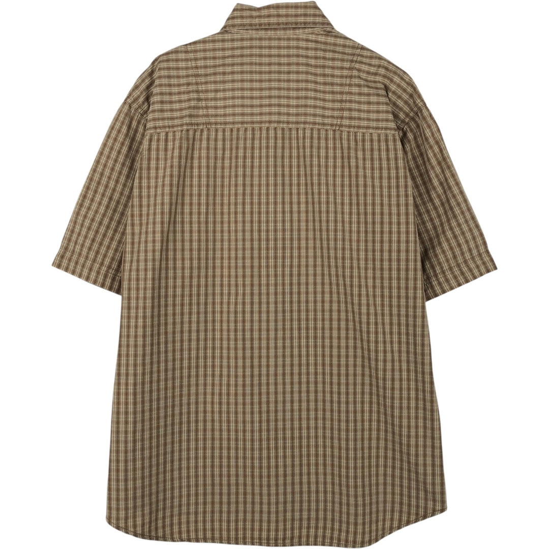 Eddie Bauer short-sleeved cotton check shirt, size L for men cotton beige type brown Vintage Second Hand