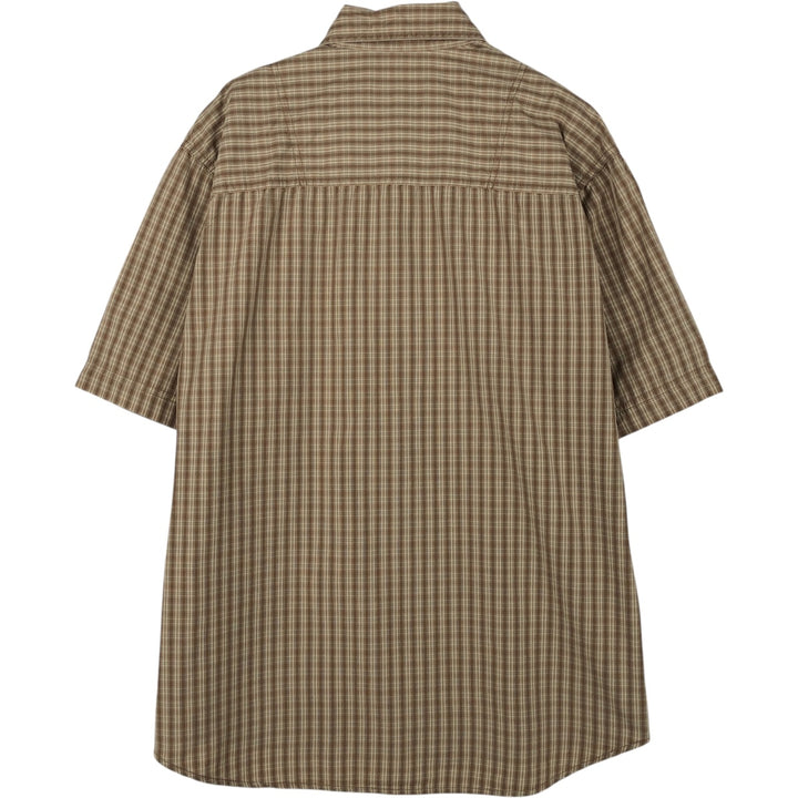 Eddie Bauer short-sleeved cotton check shirt, size L for men cotton beige type brown Vintage Second Hand