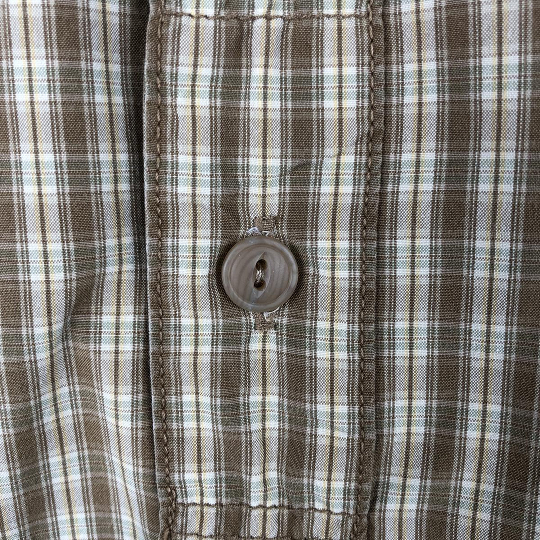 Eddie Bauer short-sleeved cotton check shirt, size L for men cotton beige type brown Vintage Second Hand